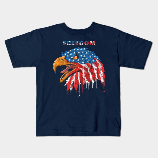 Bald Eagle - Freedom Kids T-Shirt by BullBee